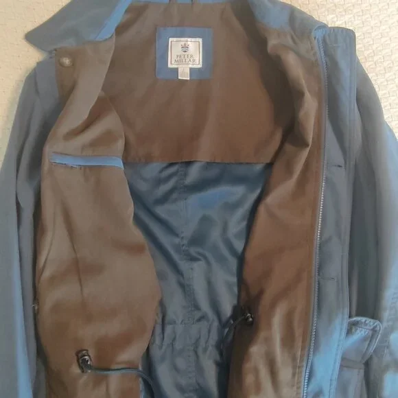 Vintage PETER MILLAR Zip Button Jacket Coat Windbreaker L Blue